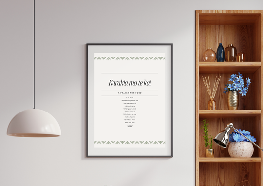 Karakia mo te kai - Māori typography prints